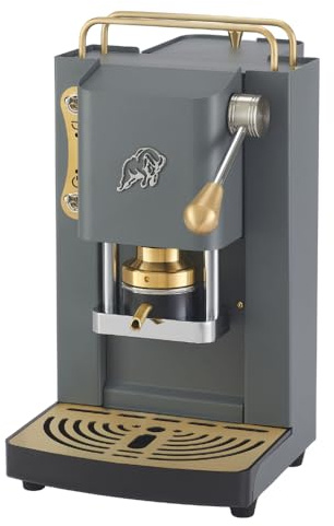 FABER COFFEE MACHINES | 3.0 PRO ESSENTIAL | Macchina Caffè ESE 44mm Compatta con, Tanica in Vetro, Portacialda Estraibile e Pressacialda Ottone Regolabile (Gray Daytona, OTTONE)