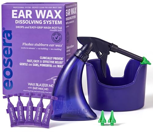 eosera Wax Blaster MD - Sistema de limpieza de cera para oídos | 5 viales de un solo uso, kit completo de riego de cera de oído para limpieza persistente y rutinaria