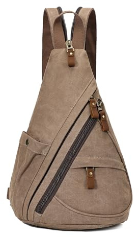 KL928 Canvas Sling Bag Rucksack Damen und Herren – Schulterrucksack Umhängetasche Crossbag Verstellbarem Schultergurt Perfekt für Outdoorsport, Wandern, Radfahren, Bergsteigen, Reisen