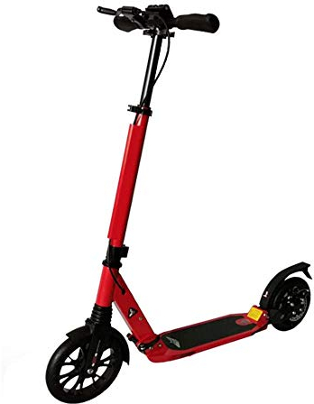 XBSLJ Scooter, Roller Kinderroller Suspension Commuter Scooter mit großen Rädern und Scheibenhandbremse mit großen Rädern faltbar für Jugendliche Erwachsene Kinder ab 12 Jahren-rot