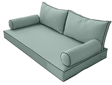 Prolinemax Style 2 - Mattress & Pillow Bolster Cushion for Outdoor Indoor Daybed Porch Swing Bed Contrast Trim Twin-XL Size AD002 | Covers ONLY |