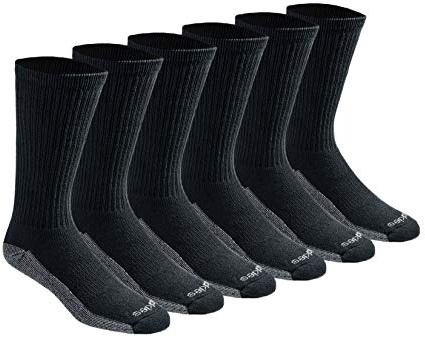 Dickies Men's Dri-Tech Original Moisture Control Crew Socks, Available in M-XXL (6, 12, 18 Pairs), Black (6 Pairs), XX-Large