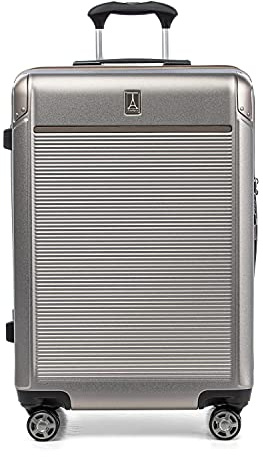 Travelpro Platinum Elite TSA Lock Hard Shell Case with Swivel Wheels, Polycarbonate Suitcase, Metallic Sand, Checked- Medium 25-Inch, Platinum Elite Hard Case with Swivel Wheels, TSA Lock, Hard Shell