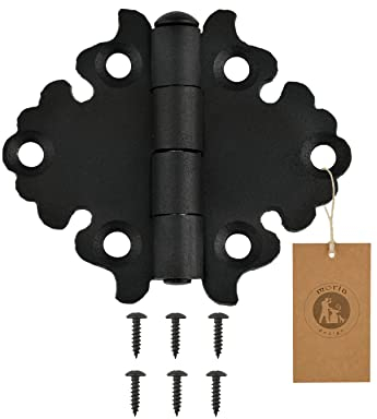 MoriaDesign Rustikal Scharniere - 2,5 x 80 x 70 mm - Schwarz - Torband Schwarz Schmiedeeisen - Scharnier für Gartentore, Holztüren, Holztore und Fensterläden, Dekorative Kreuzgehänge
