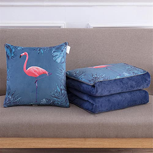 goodFarewell Kissendecke 2 in 1​ Reisedecke Kissen Quilt Multifunktionale Kissen Decke Nackenstützkissen Soft & Warm Nap Mat Kissen für Schlafsofa Bürostuhl （Flamingo）