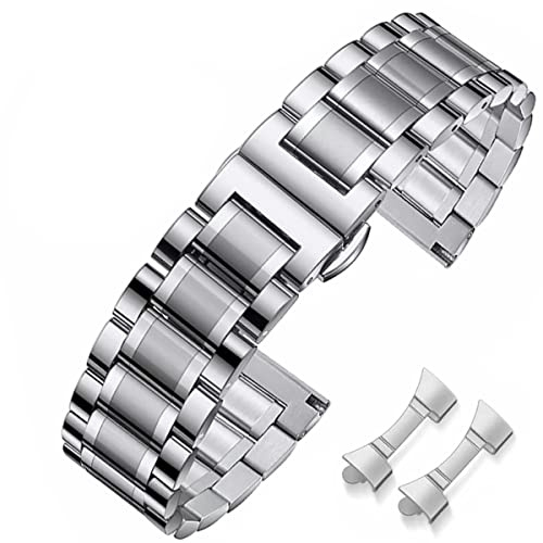 HEYOZURY Bracelet de Montre en Acier Inoxydable Métallique avec Extrémité Droite et Courbée 16mm 18mm 19mm 20mm 22mm 24mm Bracelet de Montre de Remplacement Métallique pour Hommes et Femmes