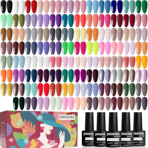 JODSONE 100 st. gelnagellack-kit, torka inte blötläggningsbaslack och matt glänsande topplack gellacksamlingar, gåvor för manikyrälskare