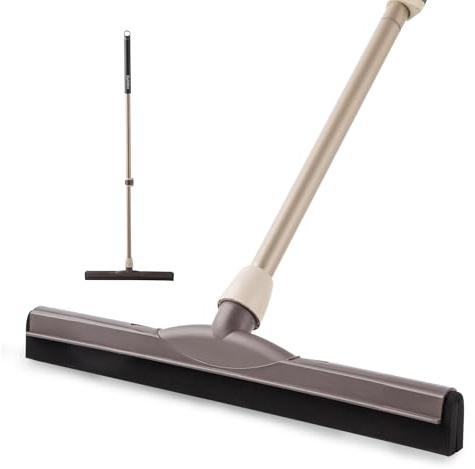 Eyliden Floor Squeegee Scrubber with Telescopic Handle, Heavy Duty Remove Water Squeegee for Floor Cleaning, Scratch-Free Durable EVA Foam Blade Squeegee for Bath Tile Glass Window