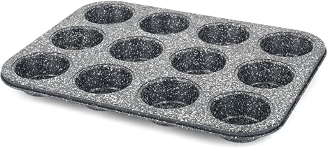 SALTER Megastone BW070381EU7 - Teglia da forno per muffin, in acciaio al carbonio, antiaderente, senza PFOA, resistente al forno, resistente e durevole