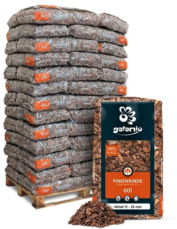 GALAMIO Rindenmulch Pinie Mittel 15-25 mm - 2340L (39 x 60L) - unbehandelter, natürlicher Bodenschutz