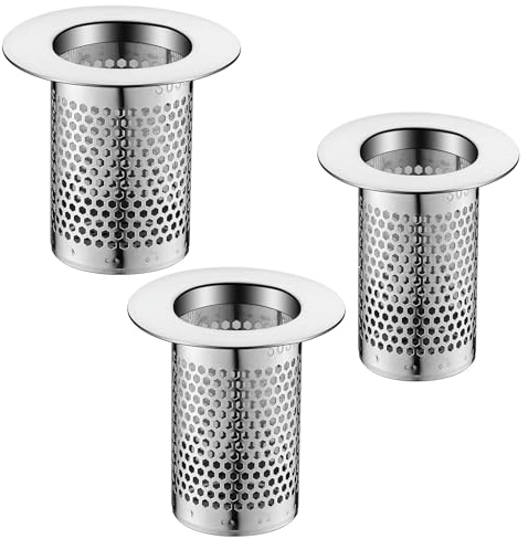 Abflusssieb Dusche Haarsieb Edelstahl 3 Größe Waschbecken Siebeinsatz Sieb Dusche Abfluss Haare Abflussfilter für Badewanne Badezimmer Küche
