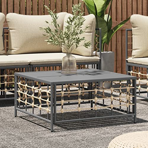 Homgoday Trädgårdsbord, matbord, balkongbord, terrassbord, soffbord, utomhusbord, matbord, trädgårdsmöbler, bord för trädgård, terrass, balkong, antracitgrå, 70 x 70 x 34 cm poly rotting