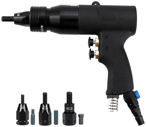 YHUEGH Pistola Remachadora neumática Industrial, Herramienta Remachadora de Aire hidráulica, Kit de Herramientas de remachado Manual para Tuercas de tracción M3 M4 M5 M6 M8 M10 M12 805