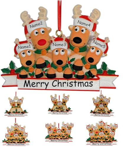 WERWAES Weihnachtsbaum Anhänger mit 2/3/4/5/6/7/8 Familiennamen Weihnachtsdeko 2025 Personalisierte Weihnachtskugeln Christbaumschmuck Anhänger