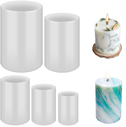 Silikon-kerzenformen, 5 Stück Kerzen Gießform, Kerzenformen Zum Gießen Silikon Set, Zylinder Kerzenform, Zylinderförmig Kerzenform, Gießform Kerzen, Kerzenherstellung Mold für Duftkerzen, Seifen
