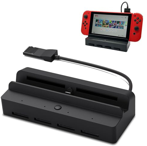 Dobewingdelou Lettore di Carte di Gioco per Switch/Switch OLED Stazione di Ricarica TV DOBEWINGDELOU Accessori Supporto per Carte di Gioco Cambio Rapido PD Caricamento, 4K HDMI, Porta USB 3.0, Display