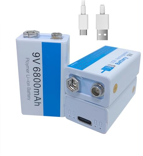 WILLQ Batería de Iones de Litio Recargable por USB de 9 V, Tipo Cuadrado, batería de Litio de 9 voltios, batería de Repuesto de 6600 mAh y 6800 mAh, 2 Paquetes/3 Paquetes,9v6800mah 3pcs