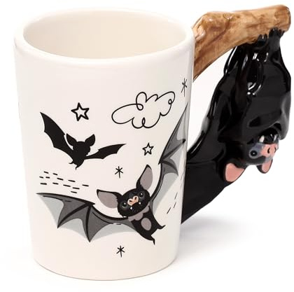 Puckator Keramiktasse mit Fledermausgriff, lustige Wohnaccessoires, süße Geschenke für Freundin, große Tassen für Männer und Frauen, niedliche Geschenke