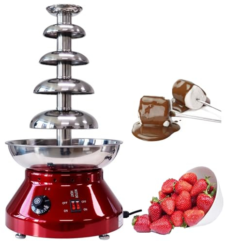 350w Fuente De Chocolate Gourmet, Máquina De Fuente De Fondue De Chocolate Comercial De 3 L, Calentamiento De 30 ° ~ 110 ° C, Agitación Automática, Desmontable, Adecuada Para Fiestas De Eventos Red