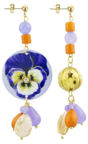 Lebole Gioielli Orecchini da Donna Mix&Match The Circle Fiore Panzè Piccolo Lilla