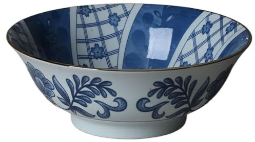 Ensaladeras de cerámica, cuencos de postre, Sopa grande Ensalada de frutas Pasta for mezclar Tazón for servir Vajilla de cerámica pintada a mano creativa 6 pulgadas Porcelana azul y blanca (Color: #01