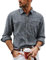 PJ PAUL JONES Mens Linen Shirts Long Sleeve Oxford Shirts Button Down Casual Shirts Navy Blue L