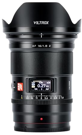 VILTROX AF 16mm F1.8 Vollformat-Objektiv für Nikon Z-Mount, Auto Focus Weitwinkelobjektiv für Nikon Z-Mount Z9 Z8 Z7II Z7 Z6II Z6 Z5 Zf Z50 Zfc Z30
