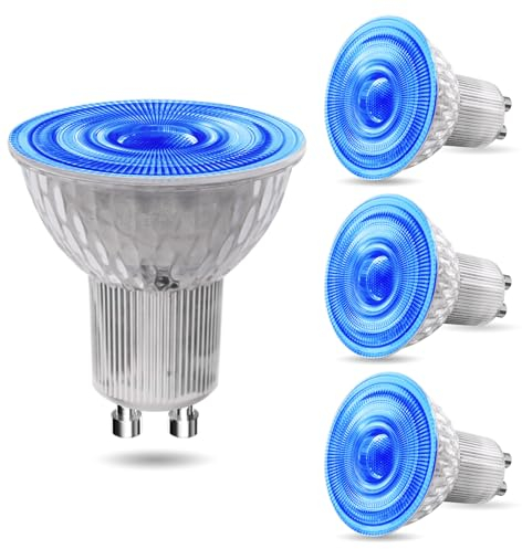 BrightArk GU10 LED Lampe 5W Blau Scheinwerfer,Nicht dimmbar LED Glühbirne,120 Grad Strahlwinkel 50W MR16 GU10 Blauer Halogenersatz für Landschaftsbeleuchtung,dekorative Beleuchtung,4 Stüc