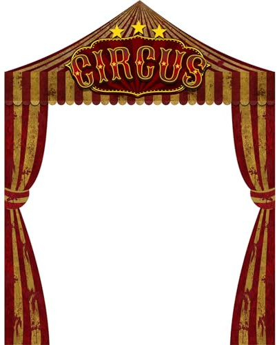 Ziliny 3 Pcs Carnival Party Decorations Halloween Awning Red and White Banner Circus Tent Concession Stand(Horror Circus Style)