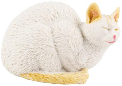 CIYODO Schlafende Katzenstatue Niedliche Gartenfigur Kawaii Katzenornament Für Garten Balkon Kompakte Deko Für Außenbereiche Elegante Katzen Skulptur Für Garten Rasen
