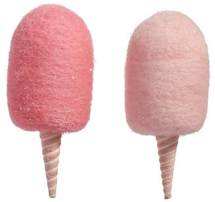 The Bridge Collection Zuckerwatte-Ornament-Set – festliches Set mit 2 rosa und hellrosa Zuckerwatte-Dessert-Ornamenten
