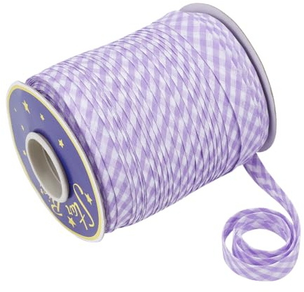 NBEADS 100 Yards Gingham Einfassband, 1.4cm Karo Geschenkband Kariertes Geschenkband Vichykaro Dekoband Polyester Kariertes Bänder für Paspelierungen Geschenkverpackungen, Blau Violett