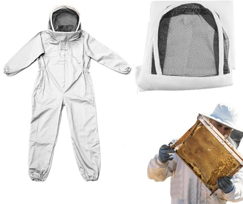 Belüfteter Imkeranzug – atmungsaktiver Imkeranzug aus Baumwollmischung mit Kapuze und elastischen Bündchen | Sichere professionelle Imkereiausrüstung für Männer, Frauen und Anfänger