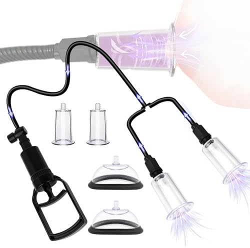 Pussy Pump mit 4 Tassen, manuellem Schnuller und Klitoris-Sauger zur Steigerung der Sensation und Verbesserung des weiblichen sexuellen VergnügensVakuum-Pumpe, Adult Play Nipple Clitoral Stimulator f