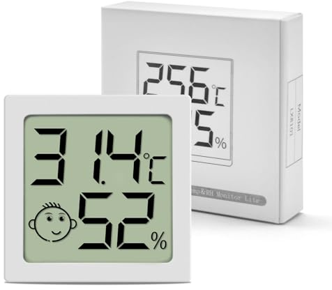 Lot Thermometre Interieur Maison, Mini LCD Digital Thermomètre, Hygromètre d'intérieur Mural Petit pour Chambre Bébé, Chambre à Coucher, Salon et Cuisine, 1 Pièce