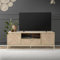 ML-Design Mobile TV con 2 Ante Cassetto 120x45x41,5 cm Tavolo TV in Aspetto Rovere con Motivo a Spina di Pesce Struttura in Metallo Dorato con Ripiano Supporto per TV fino a 55 Pollici