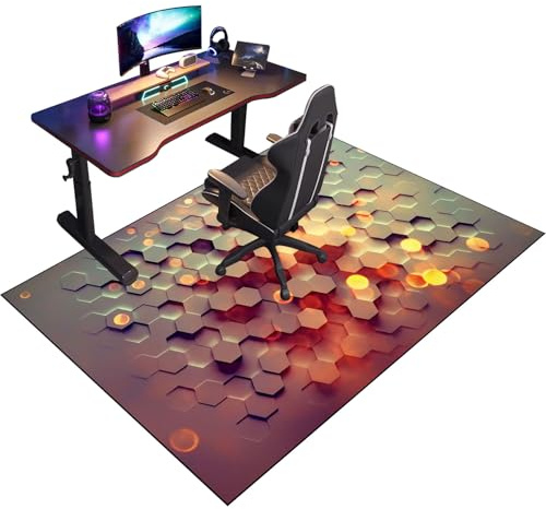 Bodenschutzmatte Stuhlunterlage für Gaming Stuhl & Bürostuhl, Kratzfest-Unterlage für Teppich & Hartböden, Gamer Teppich, Schreibtischstuhl Unterlage für Laminat, Parkett, Hartböden 120 x 140 cm