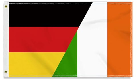 Große 90×150 CM Deutschland Irland Flagge, großes 150D Deutsch Irlands Freundschafts banner,Strapazierfähige Deutschlandfahne Doube-Seitendruck Dekor Messingösen large Ireland