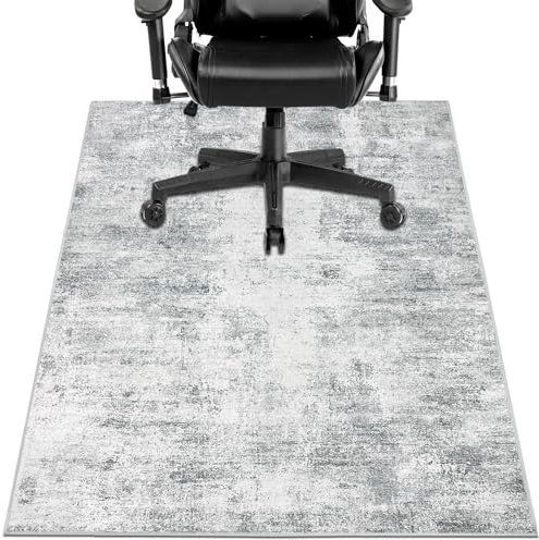 Capslpad rutschfeste Stuhlmatten für Hartholzboden 90x120cm Grau Abstrakt Bodenschutzmatte Gaming Schreibtischstuhl Unterlage Schreibtisch Teppich für Hartböden Büro Bürostuhl