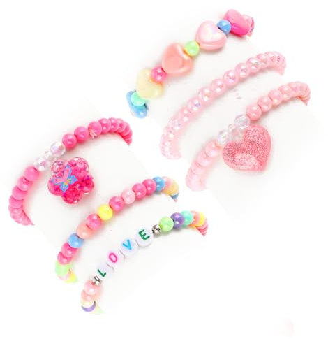 CIATBYYJ Kids Bracelet for Girls, Cute Pink LOVE Butterfly Toddler Jewelry, Adjustable Beaded Design for Princess Party Favors Pretend Play Birthday Christmas