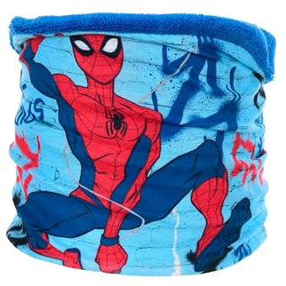 Marvel Spiderman Schal Kinder | Schlauchschal | Loop | Spidey Halstuch | gefüttert mit Fleece | Rot und Blau | Winter (Blau)
