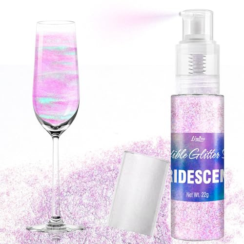 Irisierend Essbarer Glitzer Spray - 22g Lebensmittel Glitzer Essbares Glitzerpulver für Getränke, Kuchen Dekoration, Macarons - Lebensmittelfarbe Pulver Edible Glitter für Cocktail, Cupcakes