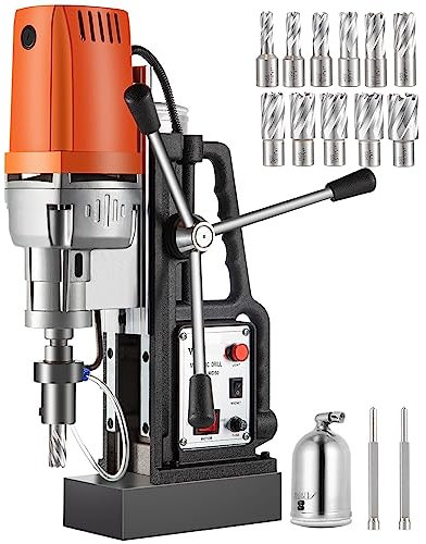 MD50 50mm Kit trapano a colonna magnetico 1680W Trapano elettrico da banco 2900LBS Magnet Force con punte da taglio anulari HSS Per principianti fai da te(MD50 13PCS)