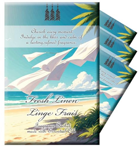 Fresh Linen Scented Sachets (4-Pack) – 30g Each – Fresh, Long-Lasting Fragrance for Drawers, Closets, Cars, and Travel – Discreet Deodorizing Packs