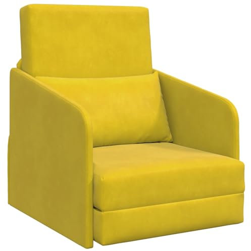 vidaXL Schlafsofa Gelb 65 x 80 x 83 cm Samt, Verstellbares Sofa-Bett, modernes Wohnzimmermöbel, platzsparend, stilvolles Klappsofa für Gäste
