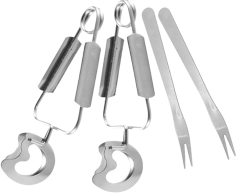 HOMOBABE 2sets Stainless Steel Clip Escargot Tongs for Snails Appetizers Tea Bag Ice Serving Kitchen Utensil Fork