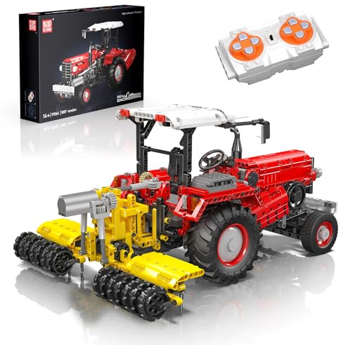 Mould King Traktor-Bausatz, 17064 Landwirtschaftsmodell mit Motor und Fernbedienung, 3 Front-Anbaugeräte, App-Steuerung, MOC-Bausteineset für Erwachsene und Jugendliche ab 14 Jahren (1857 Teile)
