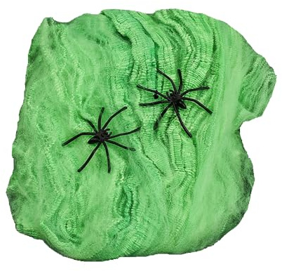 Ankelesz Halloween Creepy Cloth Scary Gauze Cloth Doorways with 2 Pcs Halloween Spider Web Netting Fabric (Green)