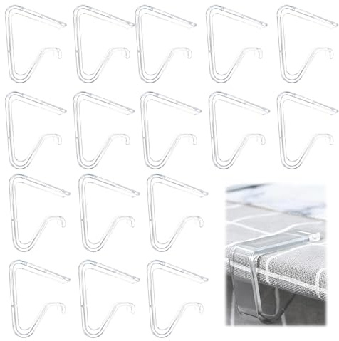 Pinzas Sujeta Manteles, 16 Piezas para Mantel de Plástico Transparente