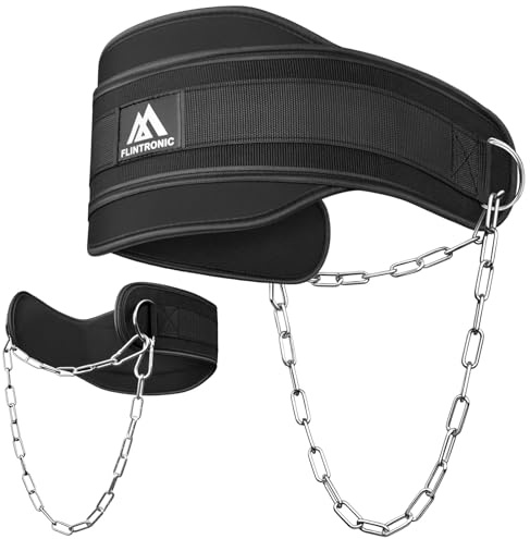 flintronic Dippbälte för tyngdlyftning, gymlyftbälte med 99 cm justerbar stålkedja, ryggstöd, stöder 100 kg, för pullups bodybuilding, powerlifting, träning, gymträning
